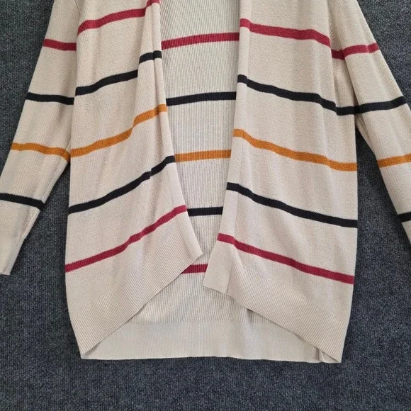 LOFT Outlet Striped Open Front‎ Cardigan Sweater Women's Size S Beige Red Orange - Picture 7 of 10